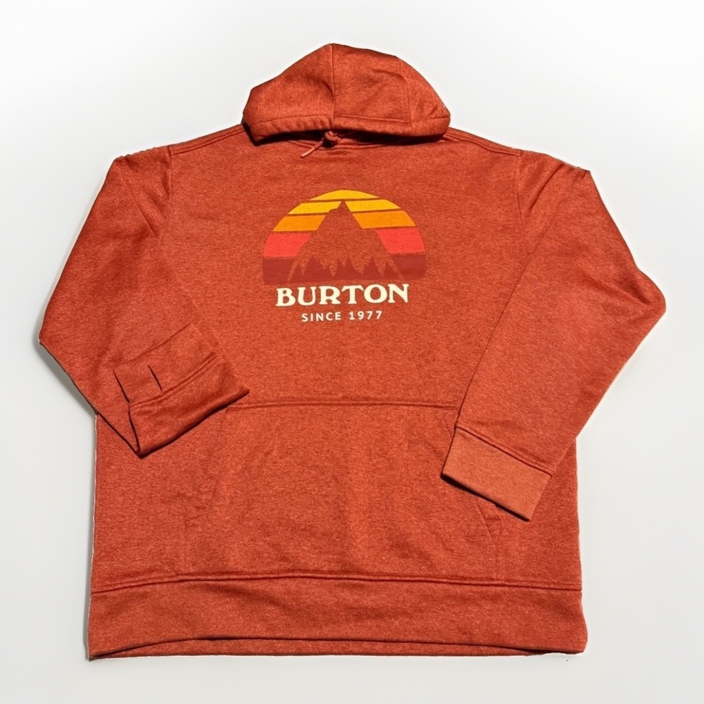 Burton Durable Goods‎ Hoodie Mens L Rust Retro Sunset Mountain